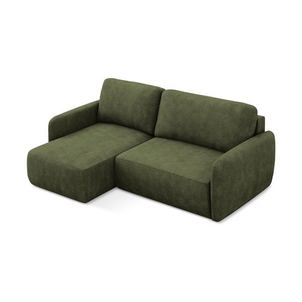 Žalios spalvos iš šenilinio audinio sulankstoma/su sandėliavimo vieta kampinė sofa (su kairiuoju kampu/su gultu) Lilo – Makamii-image-4