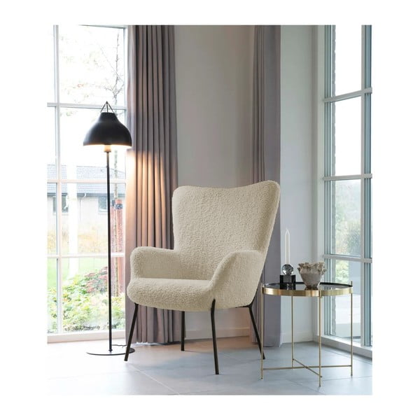 Smėlio spalvos krėslas iš dirbtinio kailio Glasgow – Bonami Essentials-image-1
