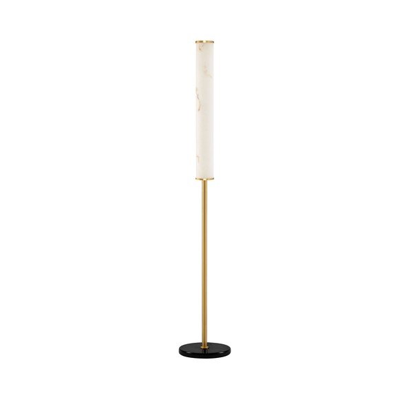 Baltos spalvos/žalvario spalvos pastatomas šviestuvas LED su marmuro dekoru (aukštis 140 cm) Nolia – Nova Luce