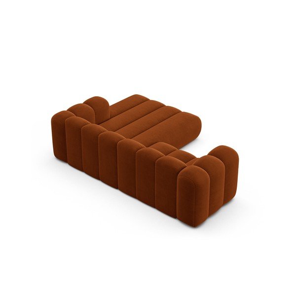 Kampinė sofa oranžinės spalvos (su dešiniuoju kampu) Lupine – Micadoni Home-image-3