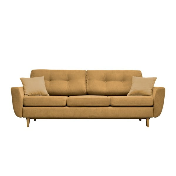 Geltonos spalvos sofa lova su šviesiomis kojomis Mazzini Sofos Rose