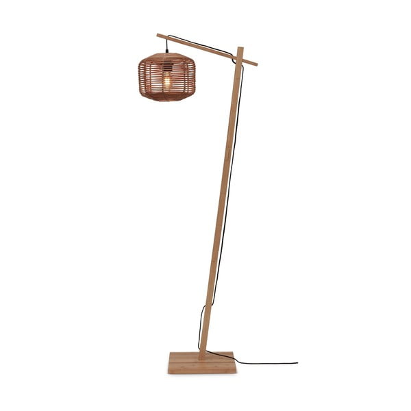 Pastatomas šviestuvas natūralios spalvos (aukštis 150 cm) su rotango gaubtu Tanami – Good&Mojo