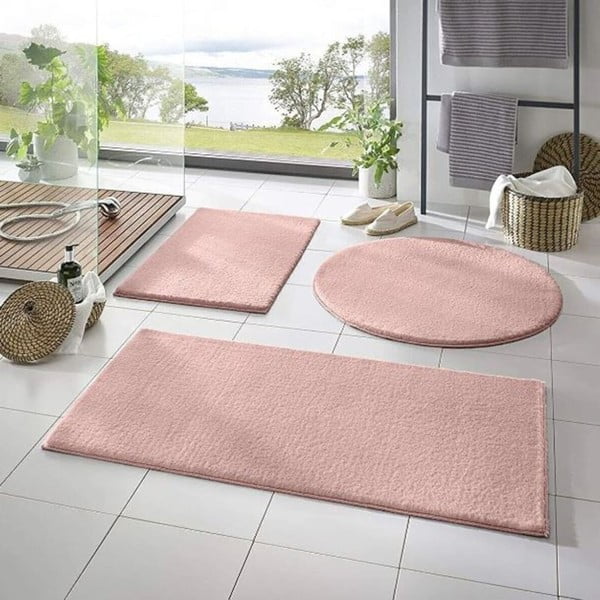Vonios kilimėliai rožinės spalvos 3 vnt. 50x90 cm – Mila Home-image-1
