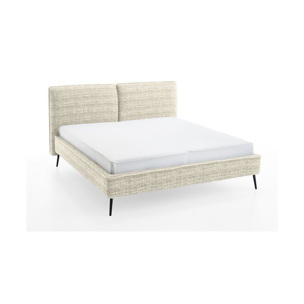 Smėlio spalvos dvigulė lova audiniu dengta be grotelių 200x200 cm Infinity – Meise Möbel