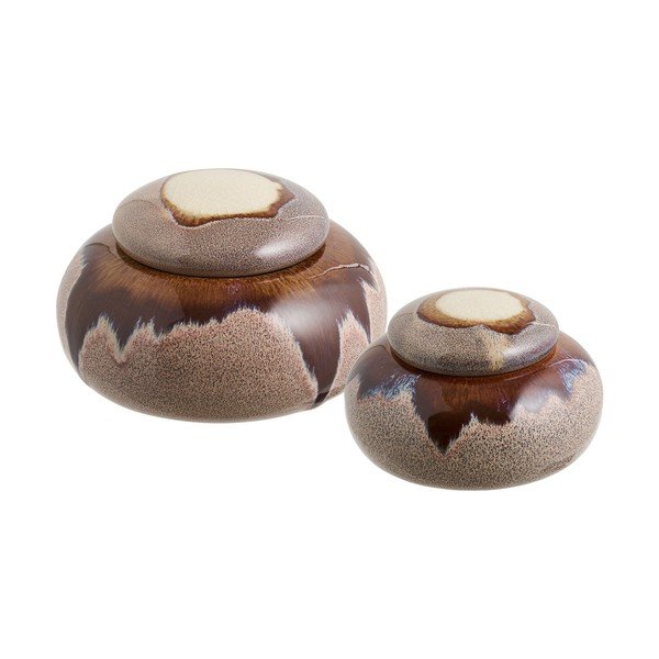 Dekoratyvinės rudos spalvos iš keramikos daiktadėžės 2 vnt. ø 15x8,5 cm – House Nordic