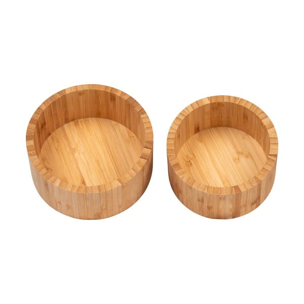 Natūralios spalvos iš bambuko daiktadėžės su dangčiu/dekoratyvinės 2 vnt. ø 15x8 cm Chefalu – House Nordic-image-3