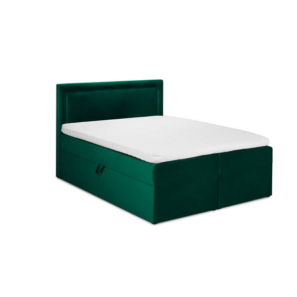 Žalia aksominė dvigulė lova Mazzini Beds Yucca, 200 x 200 cm