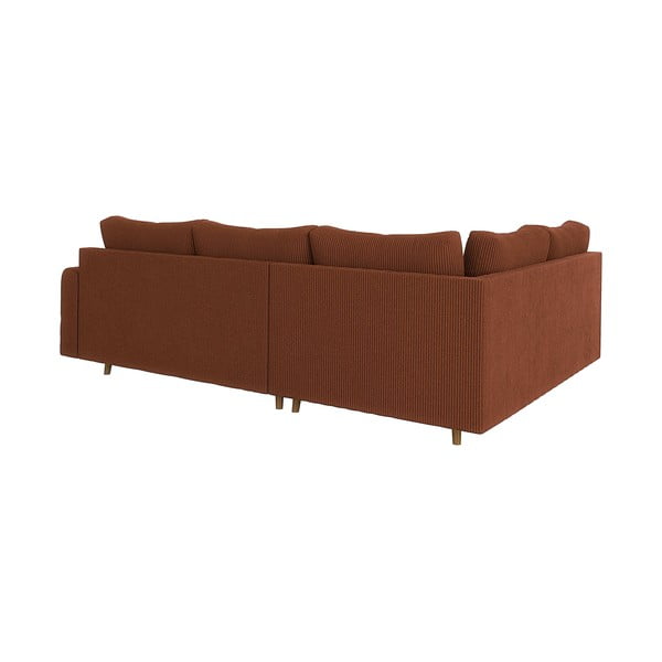 Raudonos plytų spalvos iš kordinio velveto kampinė sofa (su kairiuoju kampu) Ariella – Ropez-image-2