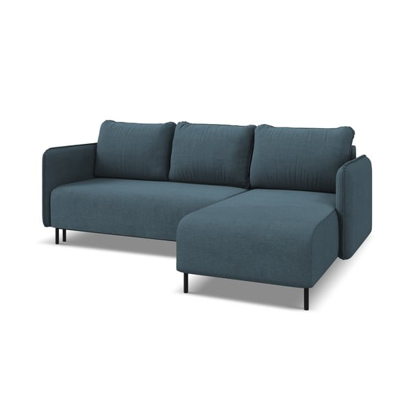 Mėlynos spalvos sulankstoma/su sandėliavimo vieta kampinė sofa (su dešiniuoju kampu) Luana – Makamii-image-4