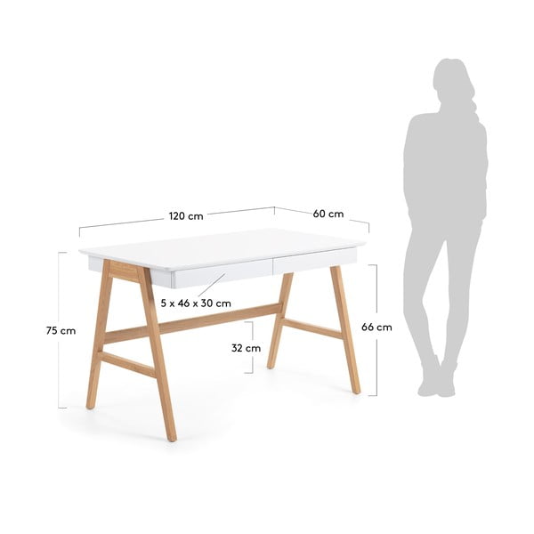 Darbo stalas su baltu stalviršiu Kave Home Ingo, 120 x 60 cm-image-4
