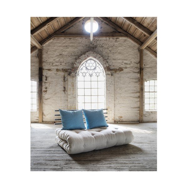 Sofa lova "Karup Shin Sano" juodas linas / horizontali mėlyna-image-1