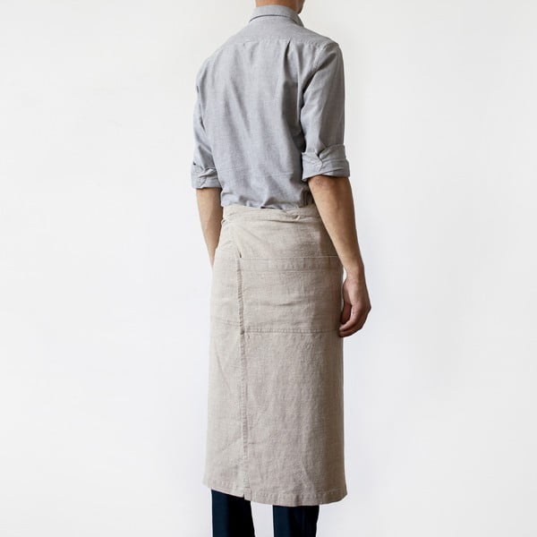 Smėlio spalvos lininė prijuostė Linen Tales Garcon, ilgis 76 cm-image-1