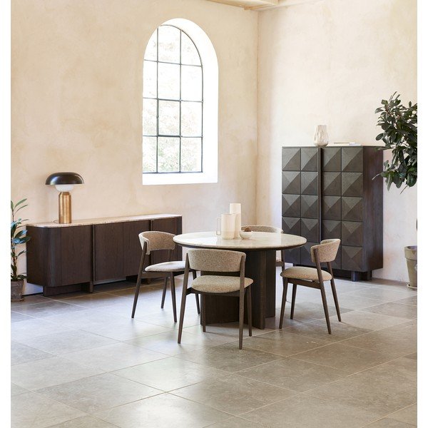 Smėlio spalvos/tamsiai rudos spalvos iš metalo valgomojo kėdės 2 vnt. Revere – Unique Furniture-image-1