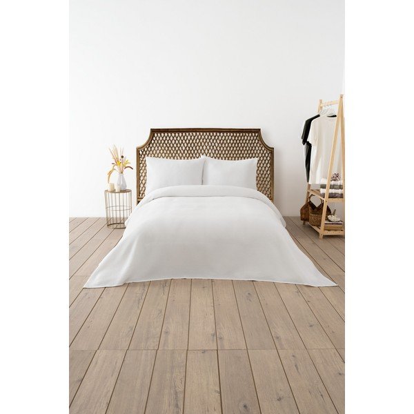 Lovatiesė baltos spalvos 200x220 cm Waffle – Mijolnir