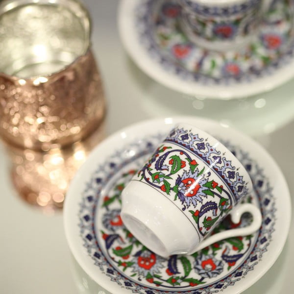 6 porcelianinių puodelių ir lėkščių rinkinys Kutahya Ornament, 50 ml-image-1