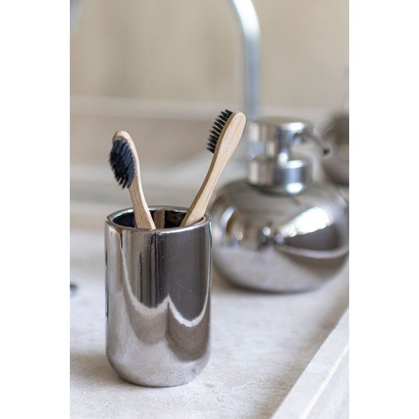 Sidabrinės spalvos iš keramikos dantų šepetėlio indas Lotus – Mette Ditmer Denmark-image-1