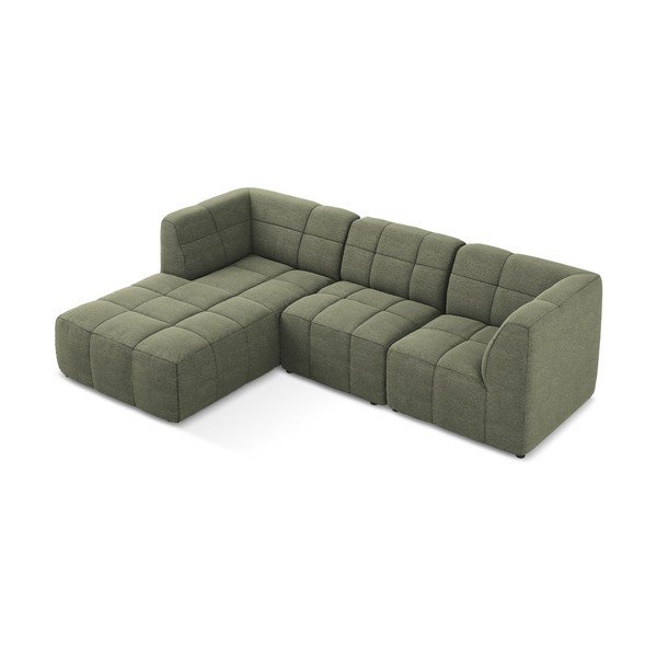 Žalios spalvos kampinė sofa iš boucle (su kairiuoju kampu/su gultu) Aloha – Makamii-image-3