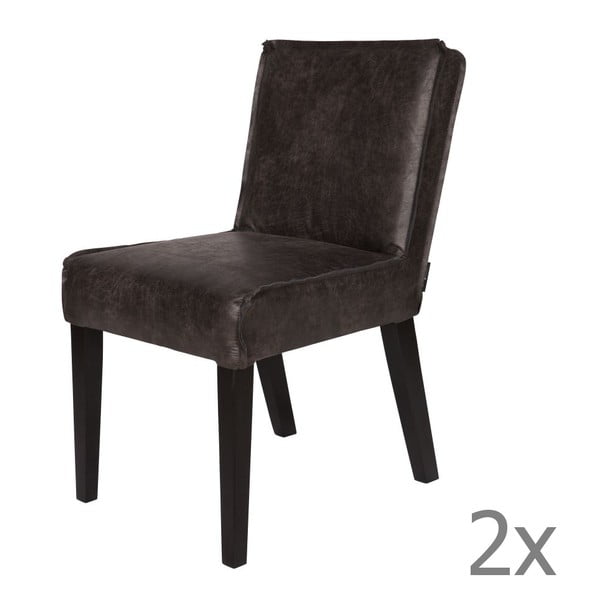 2 juodų kėdžių su perdirbtos odos užvalkalu rinkinys "BePureHome Rodeo