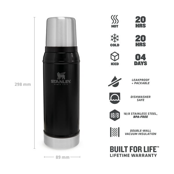 Juodos spalvos iš nerūdijančio plieno termosas 750 ml Legendary Classic Black – Stanley-image-3