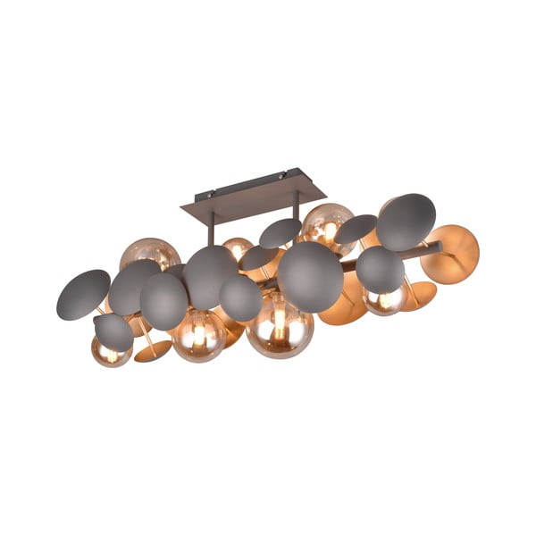 Lubinis šviestuvas pilkos spalvos/auksinės spalvos 76x22 cm su stiklo gaubtu Bubble – Trio Select-image-2