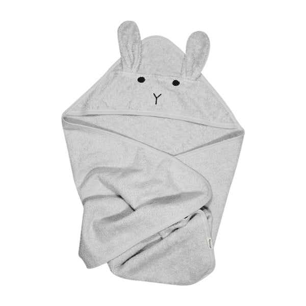 Iš medvilnės vaikiškas rankšluostis su gobtuvu pilkos spalvos 76x76 cm Rabbit – Kindsgut-image-2