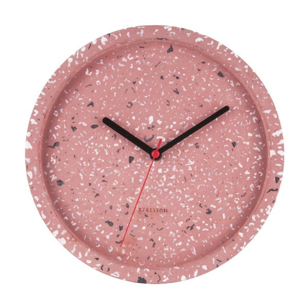 Rožinis sieninis laikrodis Karlsson Tom, ⌀ 26 cm