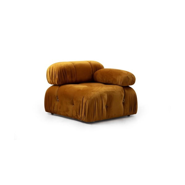 Modulinė sofa garstyčių spalvos iš velveto (su dešiniuoju kampu) Bubble – Artie