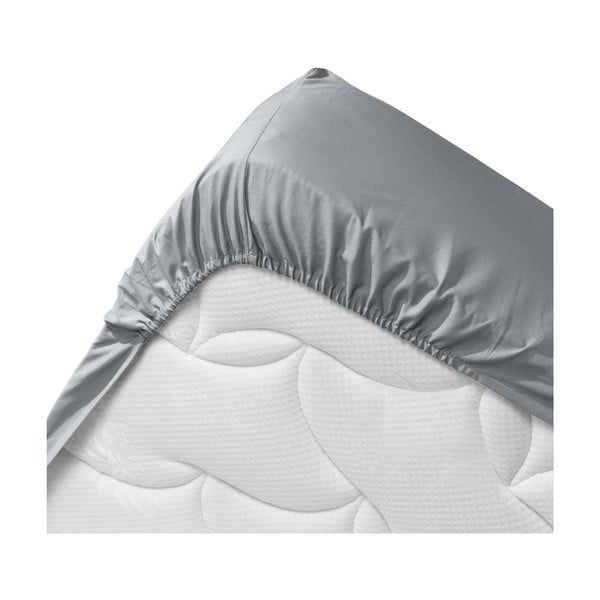 Paklodė iš organiškos medvilnės pilkos spalvos su guma 140x190 cm Biolina – douceur d'intérieur-image-3