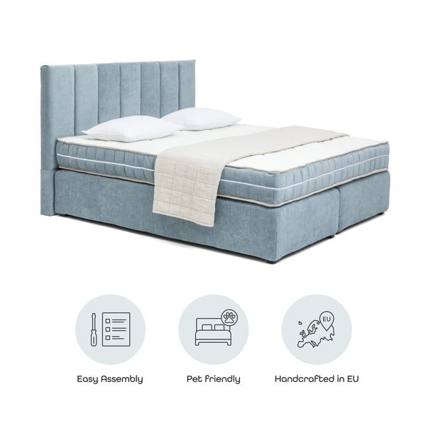 Mėlynos spalvos spyruoklinė lova 180x200 cm Olia Bold Line – Bonami Selection-image-4