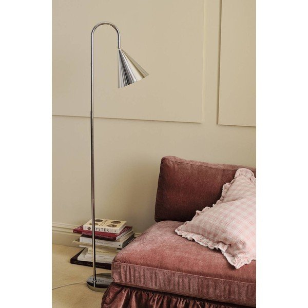 Blizgios sidabrinės spalvos iš metalo pastatomas šviestuvas su sulankstoma konstrukcija (aukštis 145 cm) Liam – Ellos Home-image-2