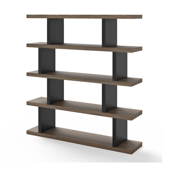 Knygų spinta  juodos spalvos/rudos spalvos iš riešutmedžio 163x172 cm Step – TemaHome-image-2