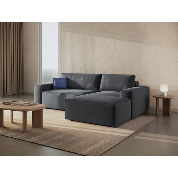 Sulankstoma kampinė sofa tamsiai pilkos spalvos (su dešiniuoju kampu) Jodie – Micadoni Home-image-1