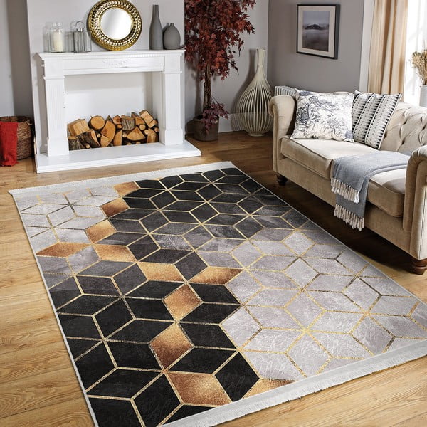 Pilkai auksinės spalvos kilimas 120x180 cm - Mila Home-image-1