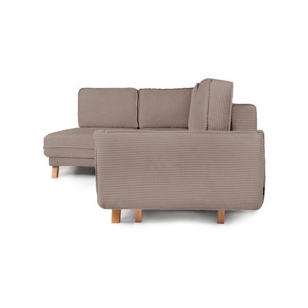 Taupe spalvos sulankstoma/su sandėliavimo vieta kampinė sofa iš kordinio velveto (su dešiniuoju kampu/„L“ formos) Tori – Bonami Selection-image-2
