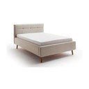 Smėlio spalvos dvigulė lova audiniu dengta su sandėliavimo vieta su lovos grotelėmis 140x200 cm Lotte – Meise Möbel