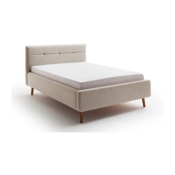 Smėlio spalvos dvigulė lova audiniu dengta su sandėliavimo vieta su lovos grotelėmis 140x200 cm Lotte – Meise Möbel