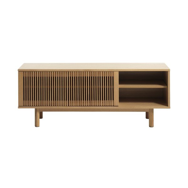 TV spintelė natūralios spalvos iš ąžuolo 143x55 cm Tiber – Unique Furniture