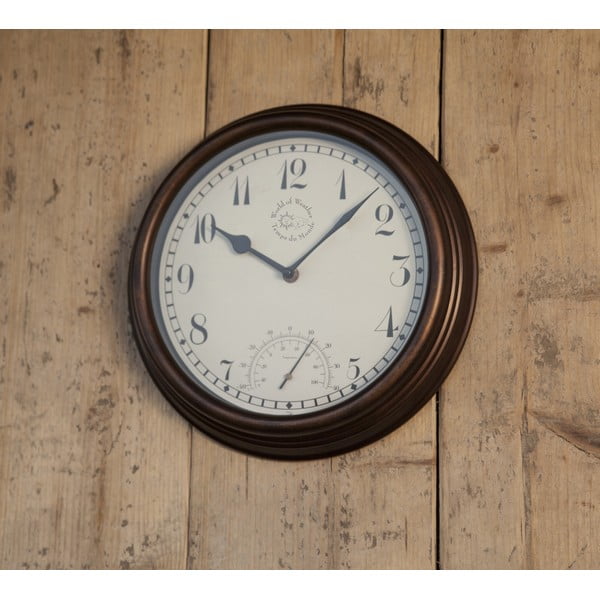 Lauko sieninis laikrodis su termometru Esschert Design Time-image-1