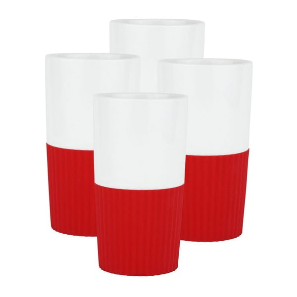 4 porcelianinių puodelių rinkinys Confetti Red