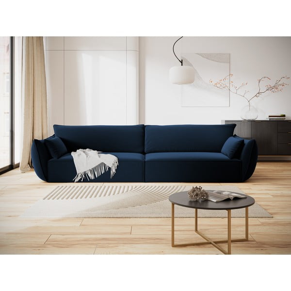 Tamsiai mėlynos spalvos iš velveto sofa 248 cm Vanda – Mazzini Sofas-image-1