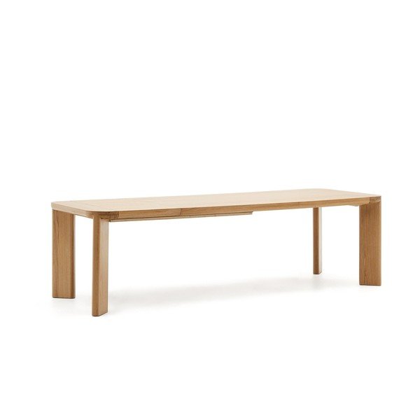 Prailginamas valgomojo stalas natūralios spalvos su ąžuolo dekoro stalviršiu 100x200 cm Jondal – Kave Home