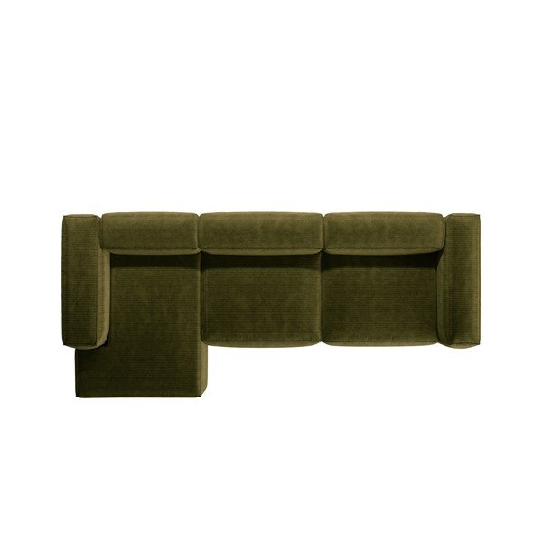 Žalios spalvos iš kordinio velveto kampinė sofa (su kairiuoju kampu/su gultu) Bergamo – Cosmopolitan Design-image-3