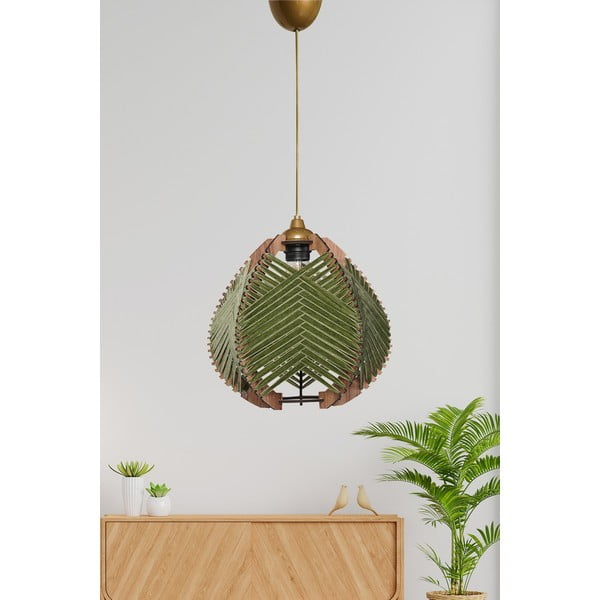 Tamsiai žalios spalvos/natūralios spalvos kabantis šviestuvas ø 25 cm su tekstiliniu gaubtu Yola – Opviq lights-image-1