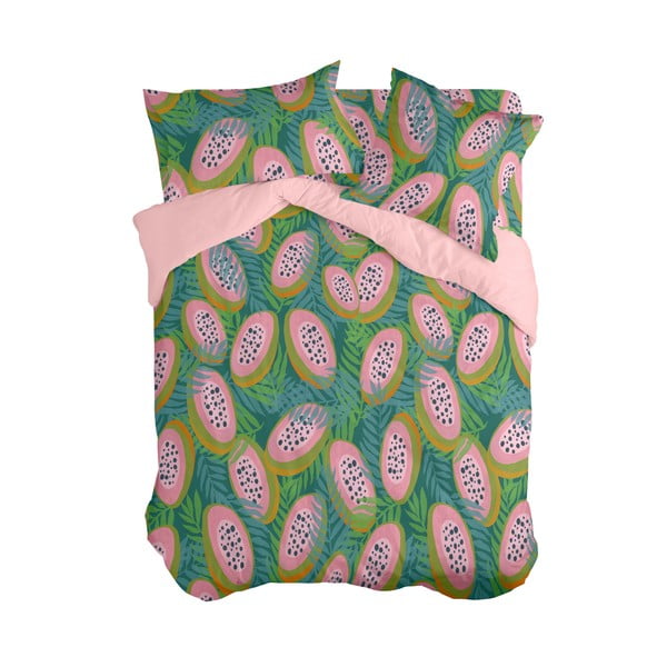 Dvigulis antklodės užvalkalas žalios spalvos/rožinės spalvos 200x200 cm Papaya – Aware