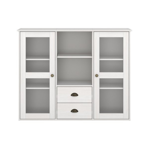 Baltos spalvos iš pušies masyvo vitrina 127x100x30 cm Edith – Støraa