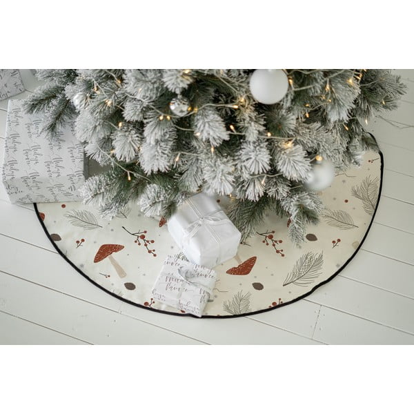 Skalbiamas iš medvilnės apvalios formos kilimas po eglute baltos spalvos su Kalėdų motyvu ø 133 cm Toadstool – Butter Kings-image-1