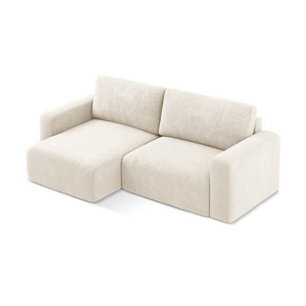 Kreminės spalvos sulankstoma/su sandėliavimo vieta kampinė sofa iš šenilinio audinio (su kairiuoju kampu/su gultu) Kona – Makamii-image-3