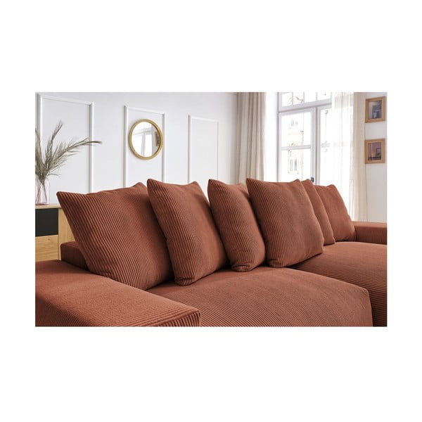Terakotos spalvos iš kordinio velveto sulankstoma/su sandėliavimo vieta kampinė sofa Voltaire – Bobochic Paris-image-4