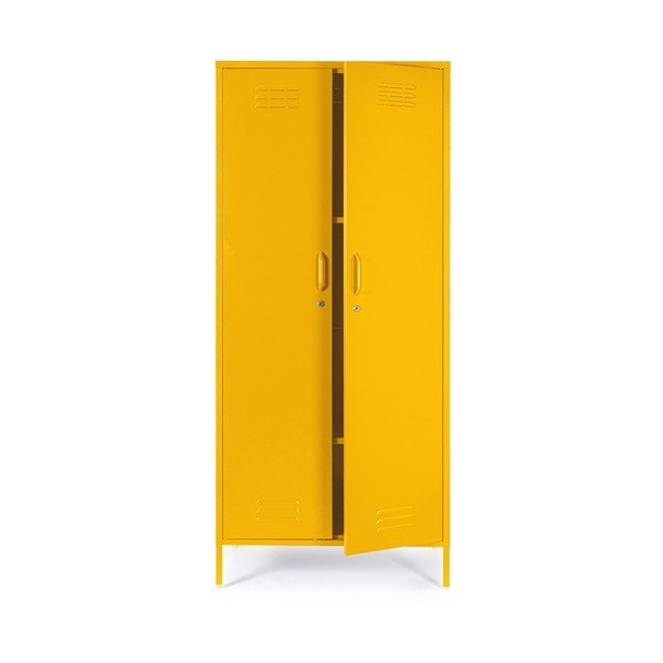 Geltonos spalvos iš metalo su užraktu spintelė 80x185x50 cm Cambridge – Yes Everyday-image-3
