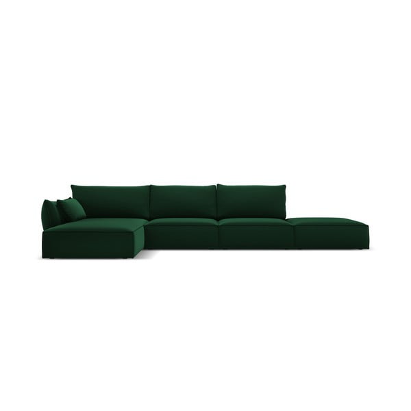 Tamsiai žalios spalvos iš velveto kampinė sofa (su kairiuoju kampu/su gultu) Vanda – Mazzini Sofas